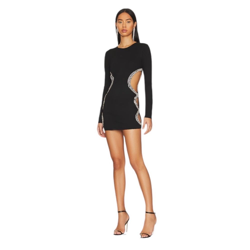 NBD Black Mini Dress with Silver Accents